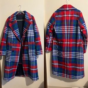 TOMMY HILFIGER PLAID LONG COAT